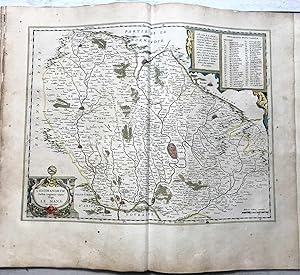 1645 BLAEU,CENOMANORUM GALLIAE REGIONIS TYPUS: VULGO LE MANS .CARTE ANCIENNE, HAND COLOURED ANTIQ...