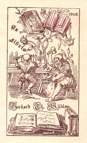Bild des Verkufers fr Exlibris fr Gerhard Th. Sjblom. Klischedruck nach einem alten Kupferstich. zum Verkauf von Antiquariat Heinz Tessin