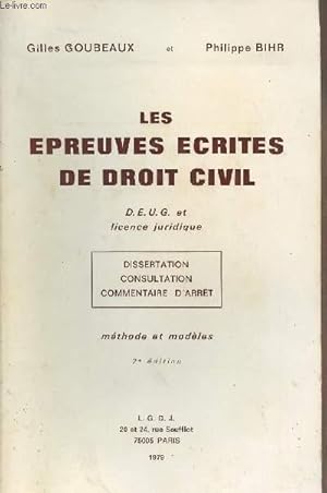 Image du vendeur pour Les preuves crites de droit civil - D.E.U.G. et licence juridique - Dissertation, consultation, commentaire d'arrt - Mthode et modles 2e dition mis en vente par Le-Livre