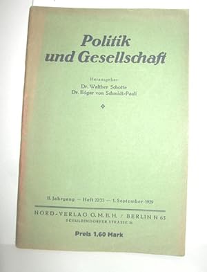 Bild des Verkufers fr Politik und Gesellschaft II. Jahrgang Heft 22/23, 1929 zum Verkauf von Antiquariat Zinnober