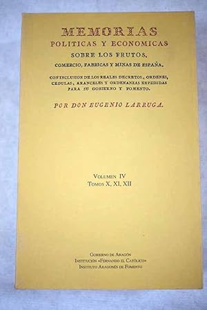 Immagine del venditore per Memorias polticas y econmicas sobre los frutos, comercio, fbricas y minas de Espaa venduto da Alcan Libros