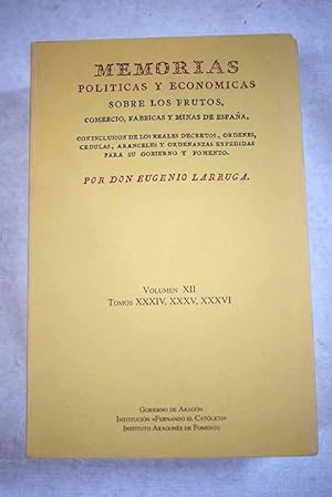 Immagine del venditore per Memorias polticas y econmicas sobre los frutos, comercio, fbricas y minas de Espaa venduto da Alcan Libros