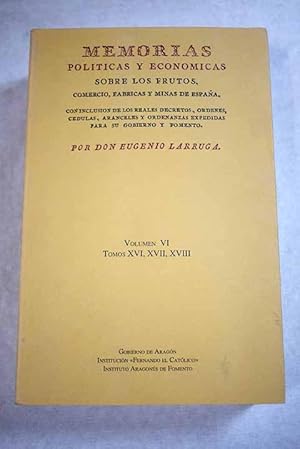 Immagine del venditore per Memorias polticas y econmicas sobre los frutos, comercio, fbricas y minas de Espaa venduto da Alcan Libros