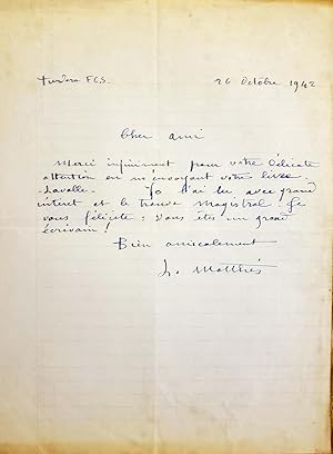 Imagen del vendedor de Manuscript letter to Bernardo Gonzalez Arrili a la venta por Chaco 4ever Books