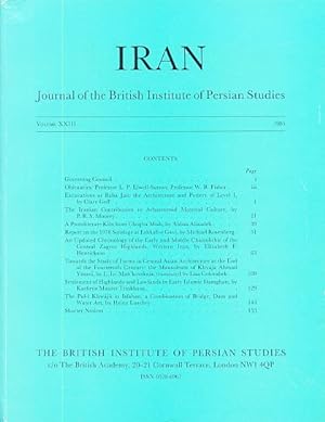 Bild des Verkufers fr Iran. Journal of the British Institute of Persian Studies. Volume XXIII, 1985. zum Verkauf von Fundus-Online GbR Borkert Schwarz Zerfa