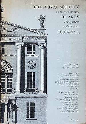 Seller image for The Royal Society of Arts Journal June 1973 Number 5203 Volume CXXI for sale by Shore Books