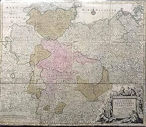 1740/50 Saxoniae inferiours circules Seutteri Allemagne, M. SEUTTER, carte ancienne, landkarte, k...