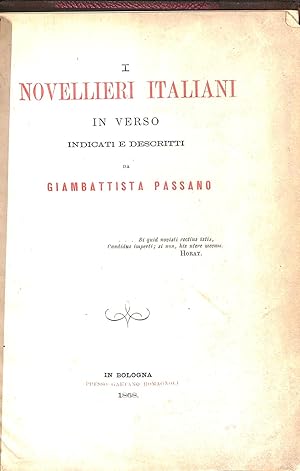 Bild des Verkufers fr novellieri italiani in verso indicati e descritti zum Verkauf von WeBuyBooks