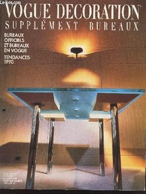 Bild des Verkufers fr Supplment bureaux  Vogue dcoration n27 aot-septembre 1990. Sommaire : Bureaux officiels et bureaux en vogue, tendances 1990. zum Verkauf von Le-Livre