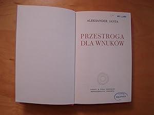 Bild des Verkufers fr Przestroga dla wnukow zum Verkauf von Polish Bookstore in Ottawa