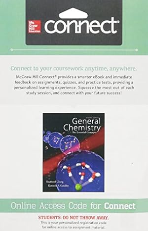 Imagen del vendedor de Connect 1 Semester Access Card for General Chemistry: The Essential Concepts by Chang Dr., Raymond, Goldsby Professor, Kenneth [Printed Access Code ] a la venta por booksXpress