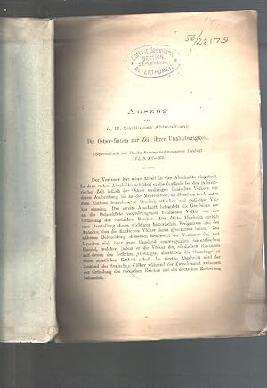 Auszug aus A. H. Snellmans Abhandlung Die Ostsee - finnen zur Zeit ihrer Unabhängigkeit