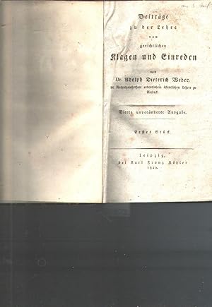 Image du vendeur pour Beitrge zu der Lehre von gerichtlichen Klagen und Einreden Erstes bis Drittes Stck mis en vente par Windau Antiquariat