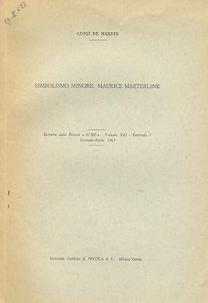 Immagine del venditore per Simbolismo minore: Maurice Maeterlink venduto da Libreria Oreste Gozzini snc