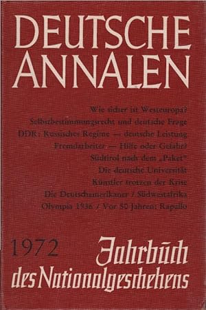 Bild des Verkufers fr Deutsche Annalen; Teil: Jahr 1. 1972. zum Verkauf von Schrmann und Kiewning GbR