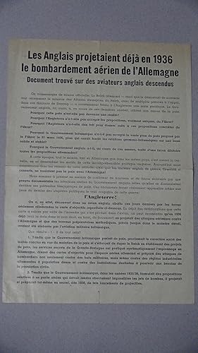 Les Anglais projetaient déjà en 1936 le bombardement aérien de l?Allemagne. Document trouvé sur d...