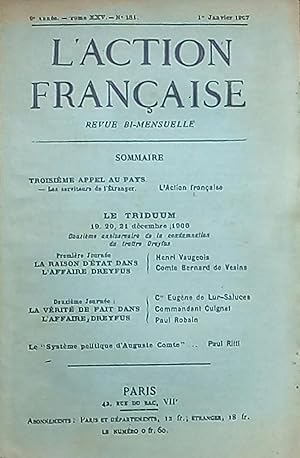 Imagen del vendedor de L'ACTION FRANCAISE Tome XXV N 181 - 1er Janvier 1907 a la venta por Bouquinerie L'Ivre Livre