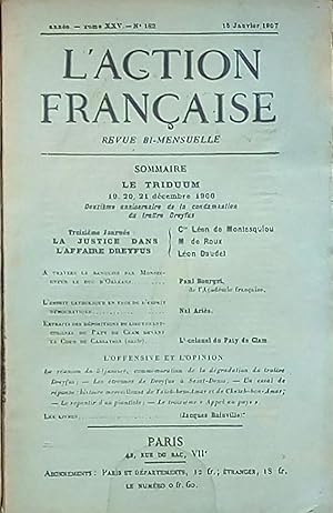 Bild des Verkufers fr L'ACTION FRANCAISE Tome XXV N 182 - 15 Janvier 1907 zum Verkauf von Bouquinerie L'Ivre Livre