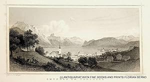 GMUNDEN am Traunsee, Ansicht 1842 [aus: Schimmer: Das Kaiserthum Oesterreich etc.]