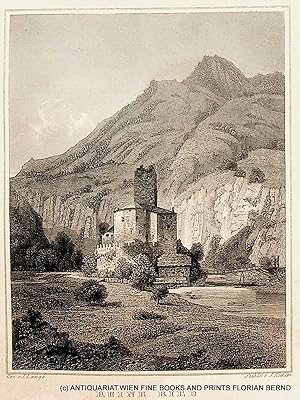 RITTEN, Südtirol Schloss Ried oder Burg Ried, Ansicht 1842 [aus: Schimmer: Das Kaiserthum Oesterr...