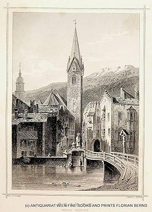 BRIXEN; Südtirol, Adlerbrücke, mit der Adlerbrückengasse und Pfarrei Brixen St. Michael Parrocchi...