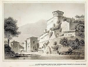 ROVERETO, Burg von Rovereto, Castello di Rovereto, Ansicht 1842, Grafik, Südtirol, Trentino [aus:...