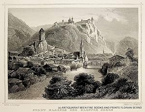KLAUSEN in Südtirol mit dem Kloster Säben, Ansicht 1842 [aus: Schimmer: Das Kaiserthum Oesterreic...