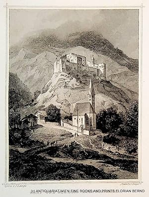 PRAD AM STILFSERJOCH, Südtirol, Lichtenberg, Burgruine LICHTENBERG Ansicht 1842 [aus: Schimmer: D...