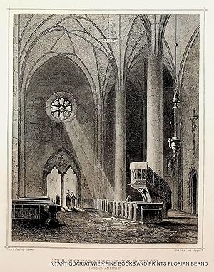 MERAN, Spitalkirche zum Heiligen Geist, Innenansicht 1842 [aus: Schimmer: Das Kaiserthum Oesterre...