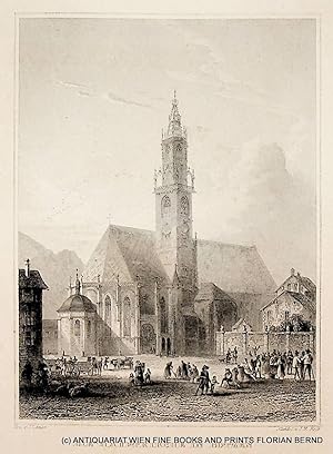 BOZEN; Südtirol Dom Maria Himmelfahrt, Dompfarrkirche, Bozner Dom Ansicht 1842 [aus: Schimmer: Da...