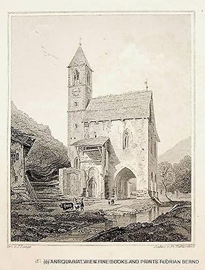 MALS, Südtirol, Laatsch, St. Leonhard Ansicht 1842 [aus: Schimmer: Das Kaiserthum Oesterreich etc.]