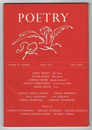 Immagine del venditore per Poetry, Volume 102, Number 5 (August 1963) - includes three poems by Sylvia Plath venduto da Philip Smith, Bookseller