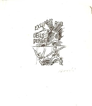 Exlibris, signiert auf Japanpapier "Rud.Dellsperger", auf großformat. Japanpapier