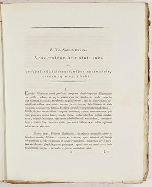 Imagen del vendedor de Academicae Annotationes de cerebri administrationibus anatomicis vasorumque ejus habitu (pp.58-80, 1 Tafel). a la venta por Antiq. F.-D. Shn - Medicusbooks.Com