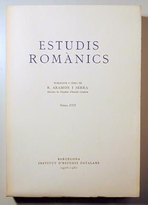 Imagen del vendedor de ESTUDIS ROMNICS. Vol. XVII - Barcelona 1980 a la venta por Llibres del Mirall