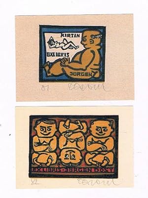 Exlibris Jürgen Dost. Ex libris Kirtin Jürgen.