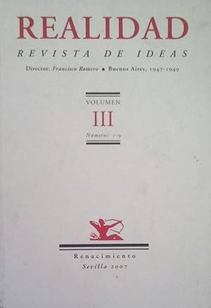 Imagen del vendedor de REALIDAD, REVISTA DE IDEAS VOL. III a la venta por CENTRAL LIBRERA REAL FERROL