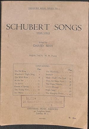 Bild des Verkufers fr Schubert Songs - High Voice zum Verkauf von WeBuyBooks