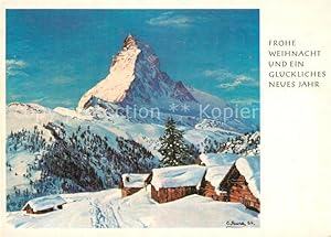 Bild des Verkufers fr Postkarte Carte Postale 13611610 Zermatt VS Bergwinter mit Matterhorn Kuenstlerkarte Zermatt VS zum Verkauf von Versandhandel Boeger