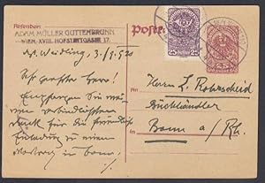 Eigenhändige Postkarte an die Buchhandlung Ludwig Röhrscheid in Bonn vom 3.9.1920.