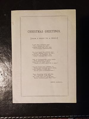 Christmas Greetings. [From a Fairy to a Child]