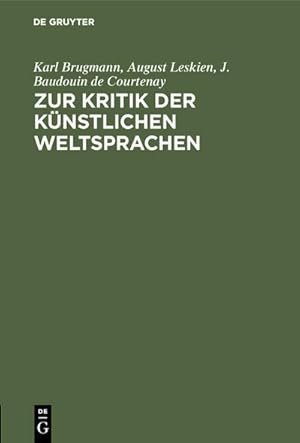 Imagen del vendedor de Zur Kritik der knstlichen Weltsprachen a la venta por BuchWeltWeit Ludwig Meier e.K.