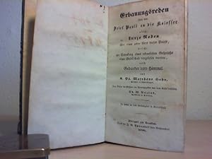 Image du vendeur pour Erbauungsreden ber den Brief Pauli an die Kolosser. Nebst Gedanken vom Himmel.(Philipp M. Hahn). Hrsg. Von Ph. W. Paulus (Apotheker in Kornthal). mis en vente par Antiquariat im Schloss