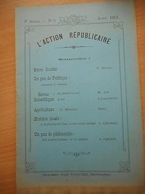 Bild des Verkufers fr L'action Republicaine - 2e annee n5 - Avril 1914 zum Verkauf von Frederic Delbos
