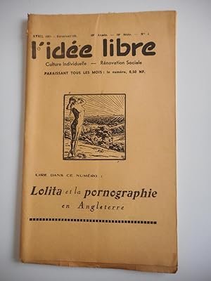 Imagen del vendedor de L'idee libre" - n4 de fevrier 1960 - "Lolita" et la pornographie en Angleterre a la venta por Frederic Delbos