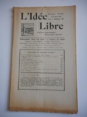 Imagen del vendedor de L'idee libre" - n8 de novembre 1956 a la venta por Frederic Delbos