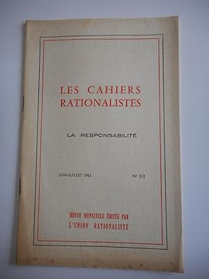 Imagen del vendedor de Cahiers rationalistes" - n212 de juin-juillet 1963 - La responsabilite . a la venta por Frederic Delbos