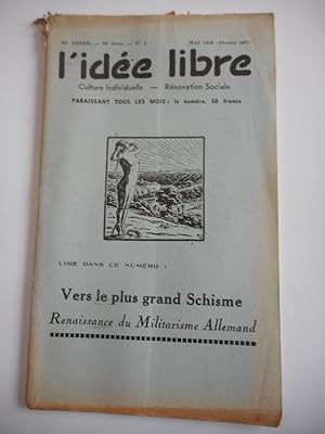 Imagen del vendedor de L'idee libre" - n5 mai 1959 - Vers le plus grand schisme - Renaissance du militarisme allemand a la venta por Frederic Delbos