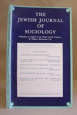 Immagine del venditore per The Jewish Journal Of Sociology. Volume XIII, Number 2 - December 1971 venduto da Eastleach Books