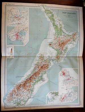 New Zealand Auckland Wellington Christchurch Dunedin c. 1920 large detailed map